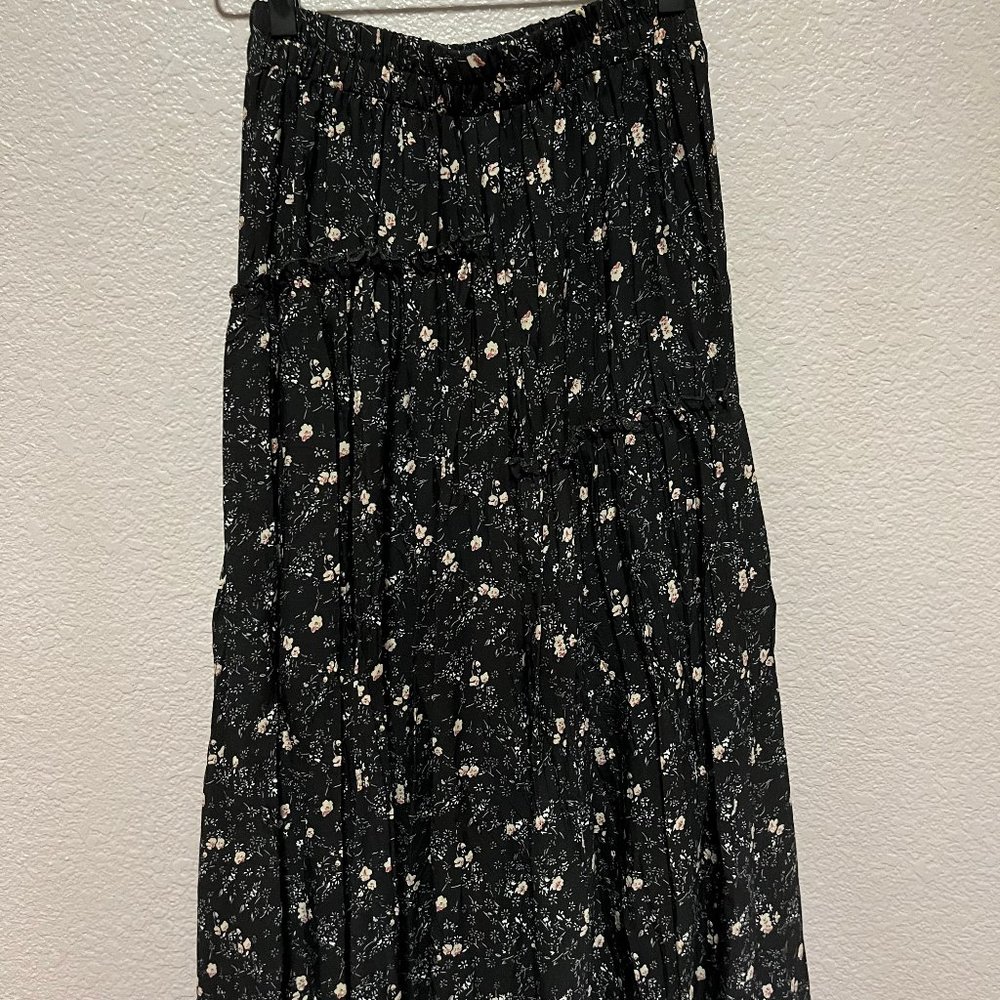 Black floral maxi skirt